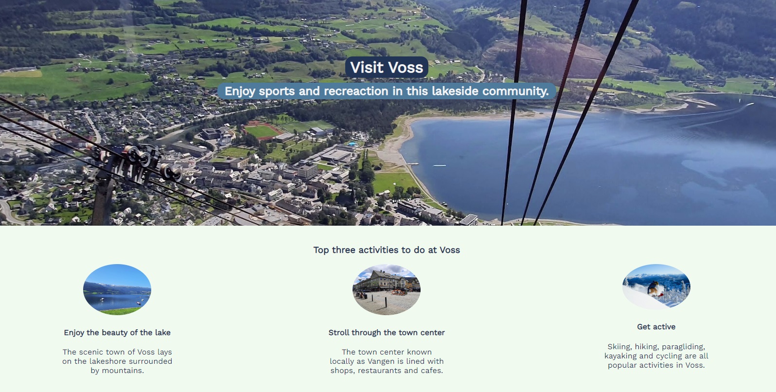 screenshot of the visitvoss-site